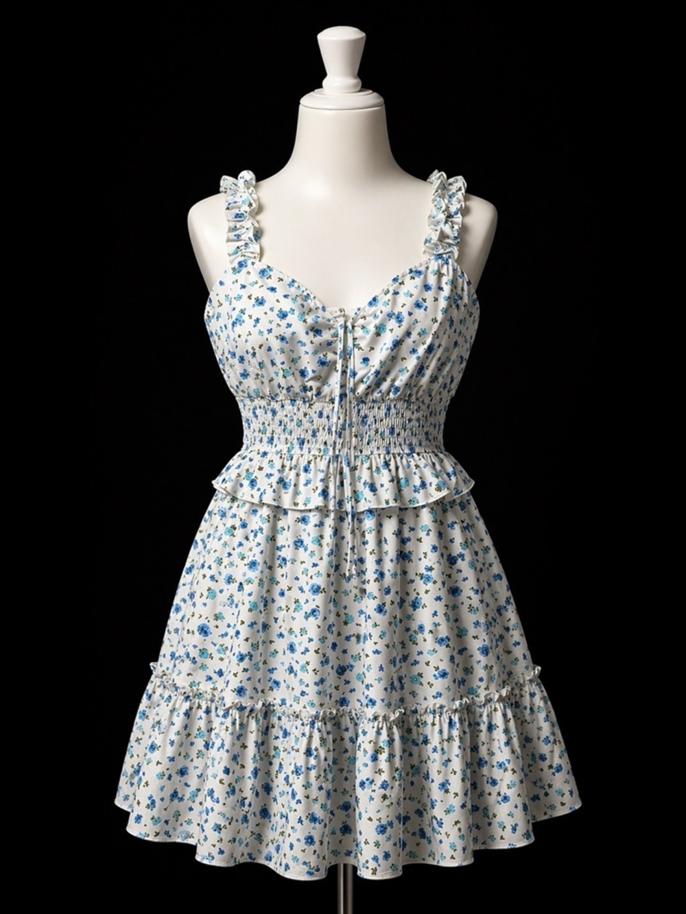 Inspired Hearts Floral Smocked Floral mini dress, Ruffle Strap.(TagXL, fits S/M)